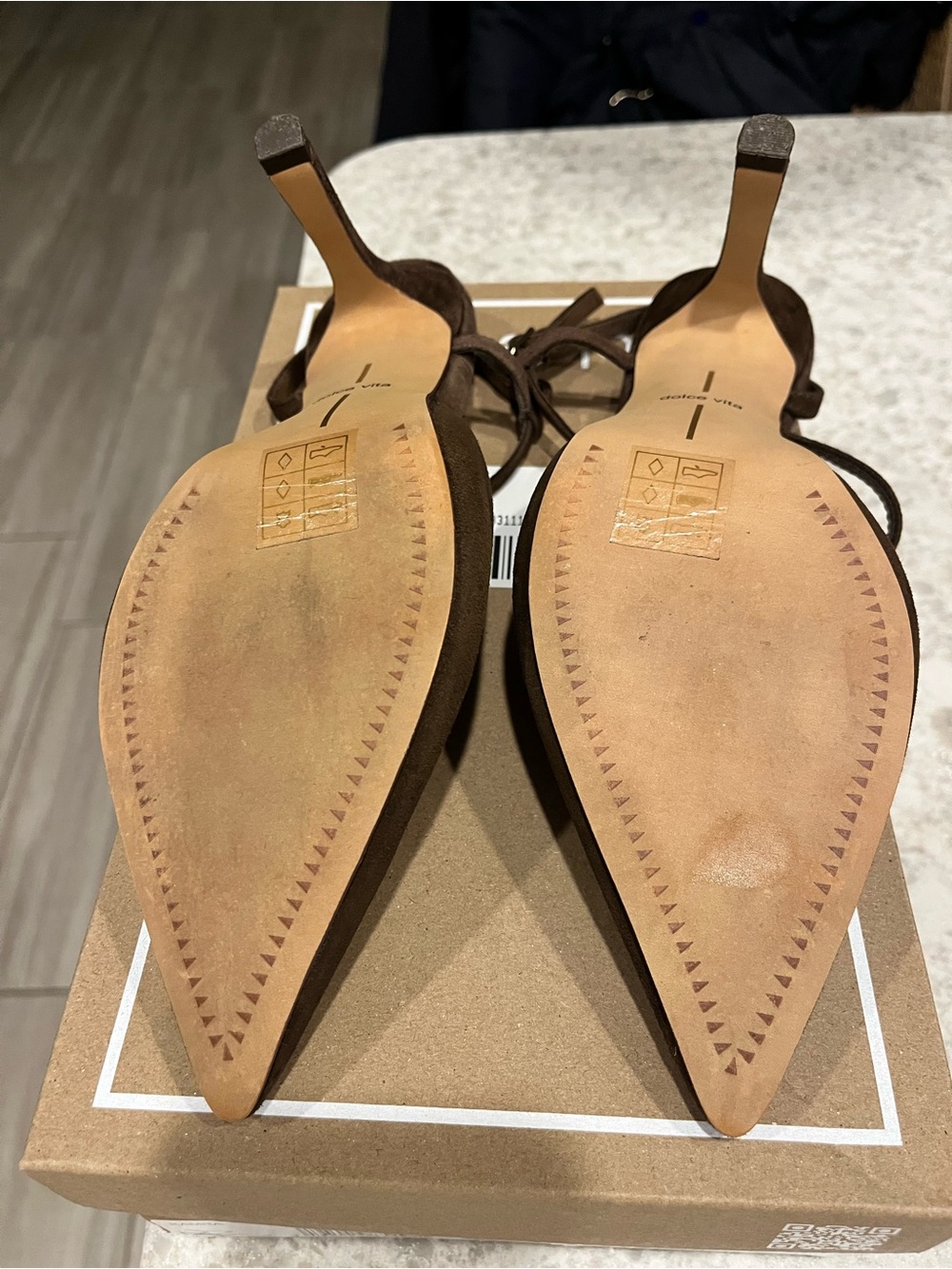Dolce Vita Brown Suede Kamra Slingback Heels - Picture 4 of 5